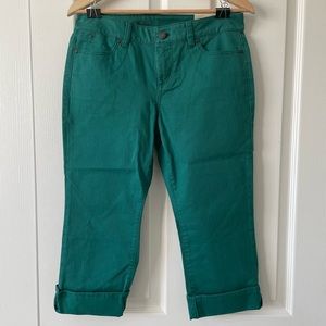 BNWT Talbots Jeans Womens 8P Green Signature Crop Stretch Casual Capri Pants